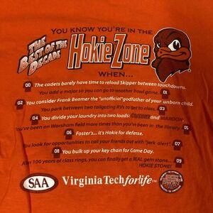 Vintage Virginia Tech Hokies T-Shirt Mens Medium Orange 2009 Hokie Zone Anvil VT